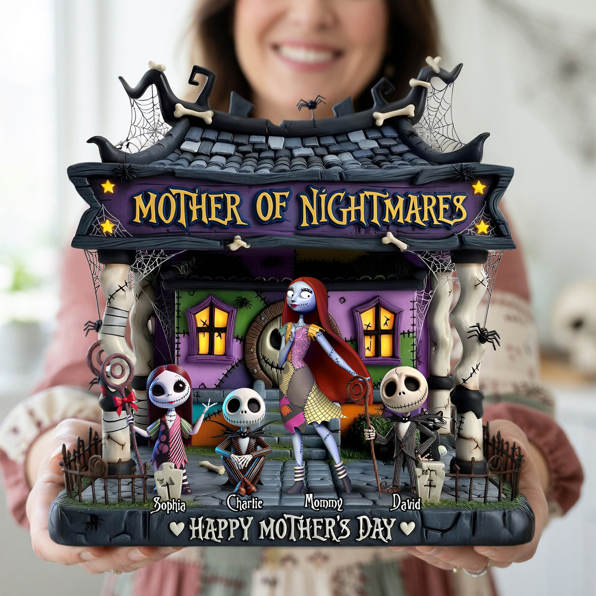Spooky Mom And Kids Acrylic Plaque - Personalized Gifts For Mother's Day Plaque 01OHLU150426-Homacus