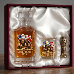 Proud American Eagle Dad - Personalized Gifts For Dad Decanter Set 05natn050526-Homacus