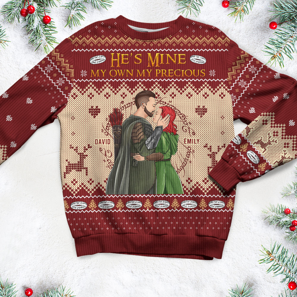 Personalized Gifts For Couple Ugly Sweater, He's Mine, The Rings 04TGQN141024TM-Homacus