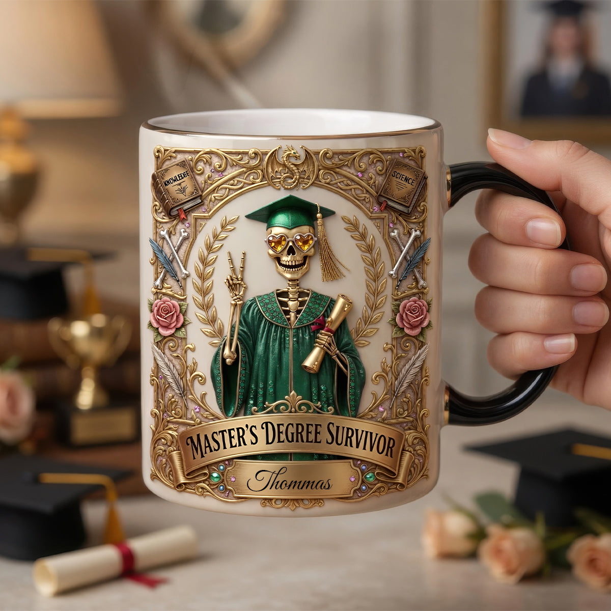 Lovely Skeleton Celebrate Graduation Magic Mug - Personalized Gifts For Graduates 02tydh250426-Homacus