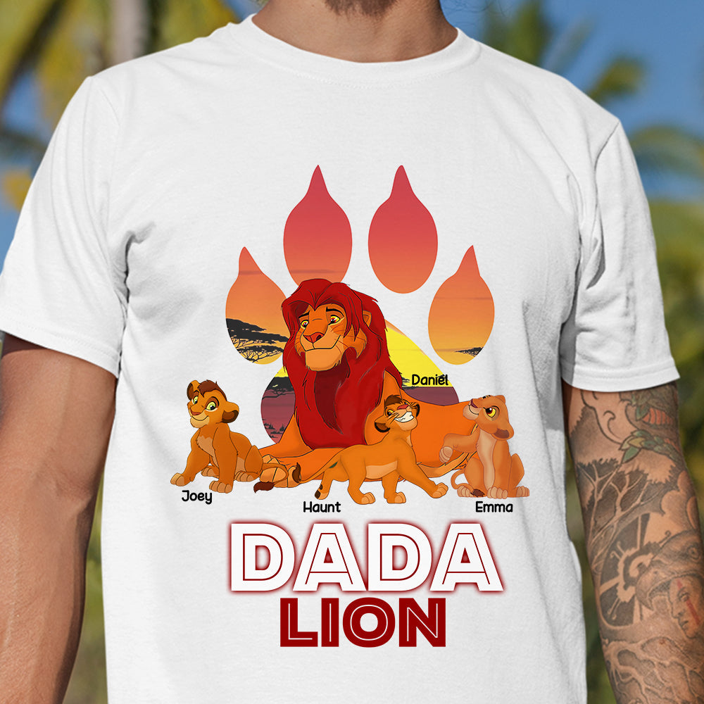 Personalized Gifts For Dad Shirt Daddy Lion & His Cubs 06OHLU220225-Homacus