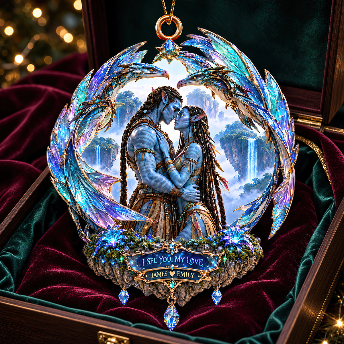 Blue Alien Couple Christmas Ornament - Personalized Gift For Christmas 06HADT300926