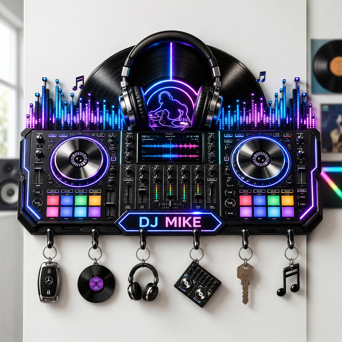 DJ Turntable Key Hanger - Personalized Gifts For Beat Makers 03NALU120626