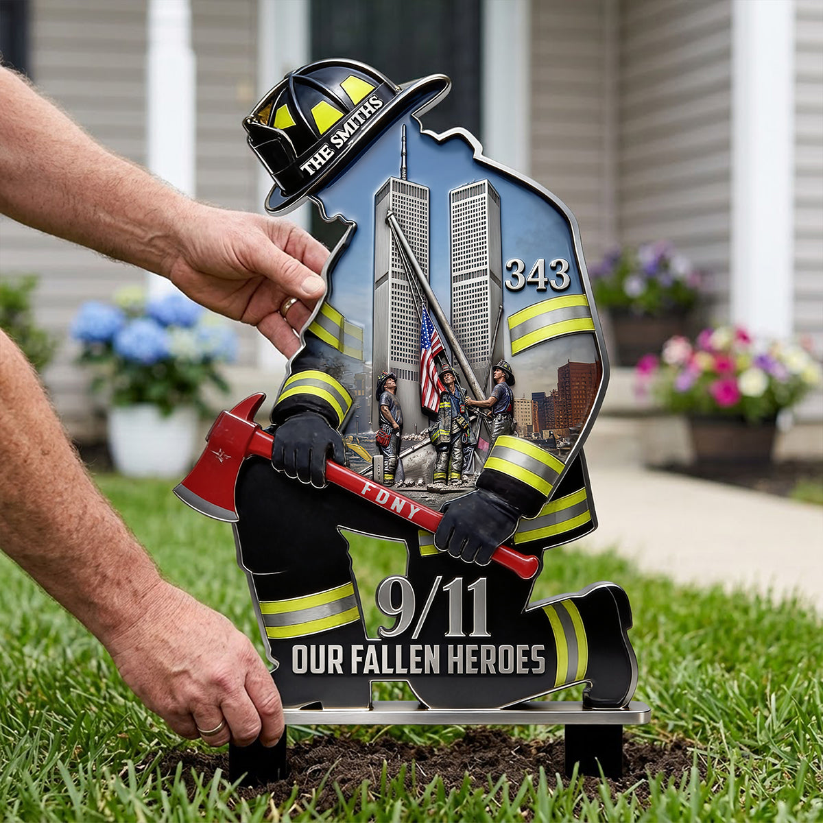 A Pray For Fallen Firefighters Metal Garden Stake - Personalized Gifts For Memorial 01huta060826