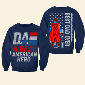 Personalized Gifts For Dad Shirt Dad A Real American Hero-Homacus