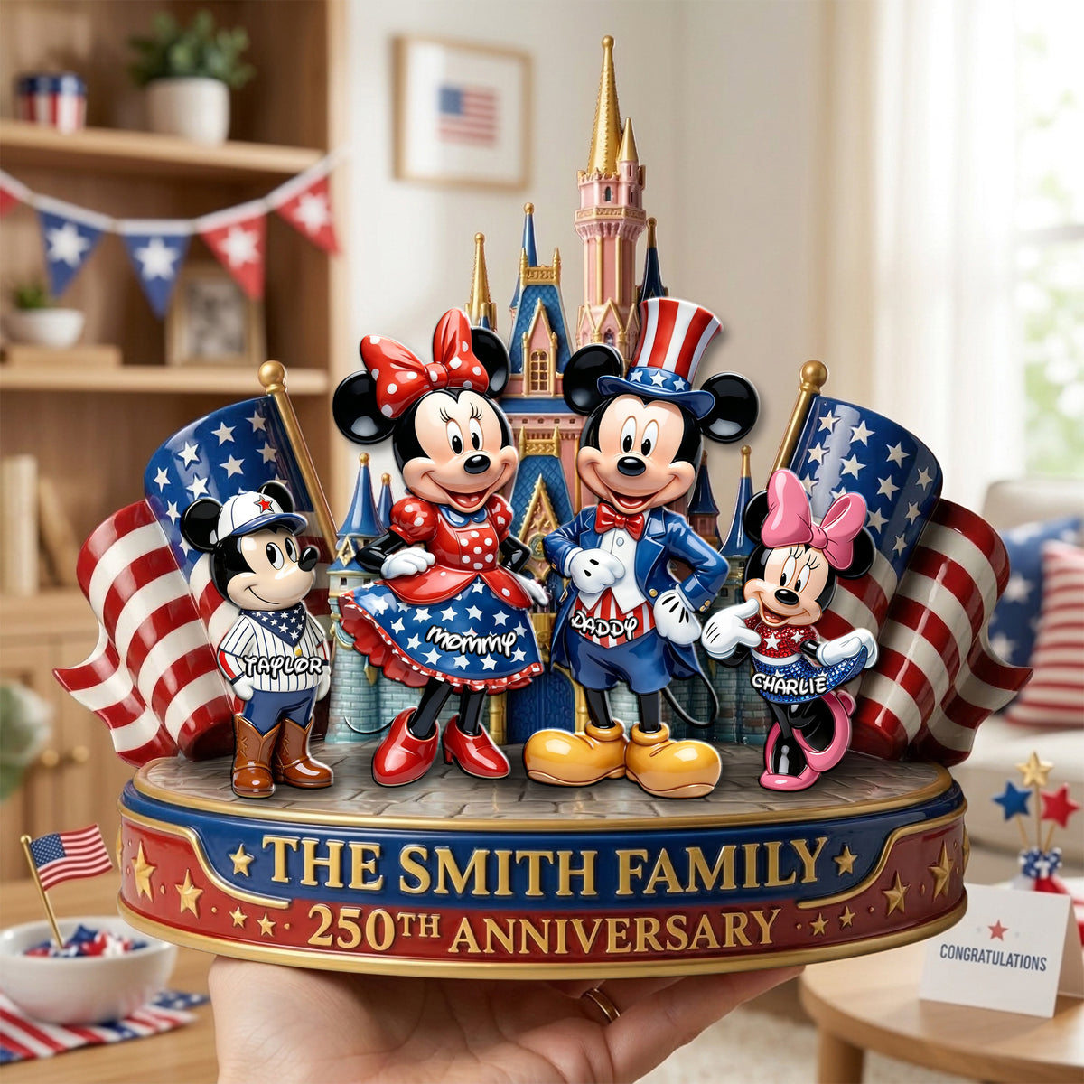 Cute Characters Celebrated America 250th Anniversary Acrylic Plaque - Personalized Gifts For Family 04tylu200326-Homacus