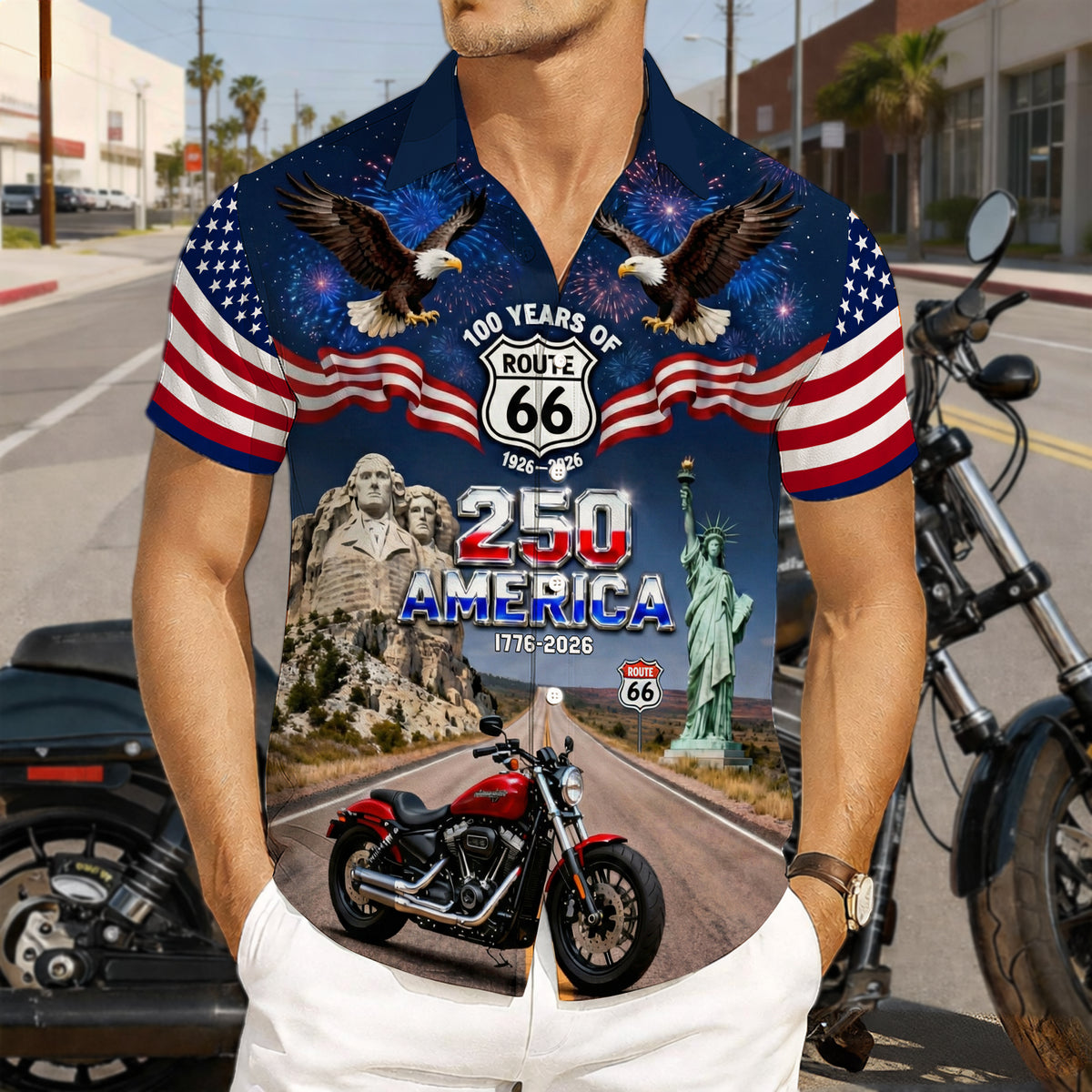 Proud American Motorcycle Hawaiian Shirt - Custom Photo Gifts For Bikers 03qhlu260226-Homacus