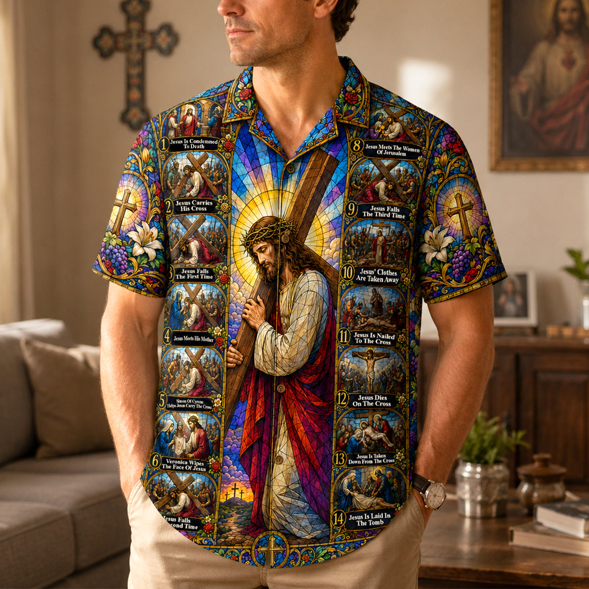 Jesus Cross Journey Hawaiian Shirt- Personalized Religious Summer Gifts 02HUDH180726