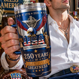 Faith Family & Freedom 40oz Tumbler With Handle - Personalized Gifts For Patriots 01qhlu280526