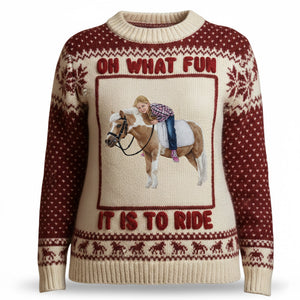 Custom Photo Christmas Gifts For Horse Riding Lovers Ugly Sweater 02natn161025-Homacus
