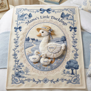 Mama's Little Ducklings Blanket - Personalized Gifts For Mom 03PGTN170326-Homacus