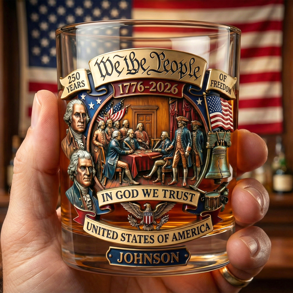 250th Anniversary 11oz Round Glass - Personalized Patriotic Gifts 02tyqn270226-Homacus