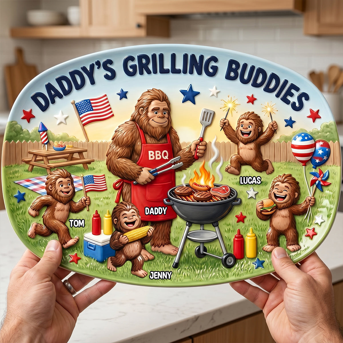 Bigfoot Dad Grilling Plate - Personalized Gifts For Dads 02natn200526-Homacus