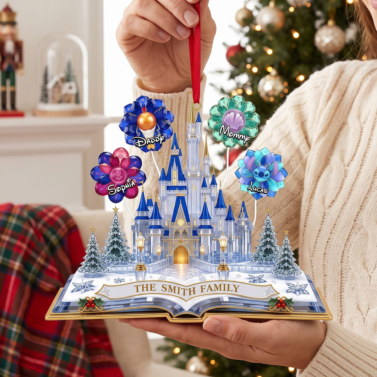 Floral Christmas Acrylic Ornament - Personalized Gifts For Family 02ohtn040926