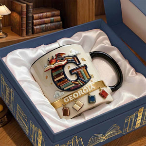 Vintage Book Dragon Alphabet Initial Letter Accent Mug, Personalized Gifts For Book Lovers 02qhdt231225-Homacus
