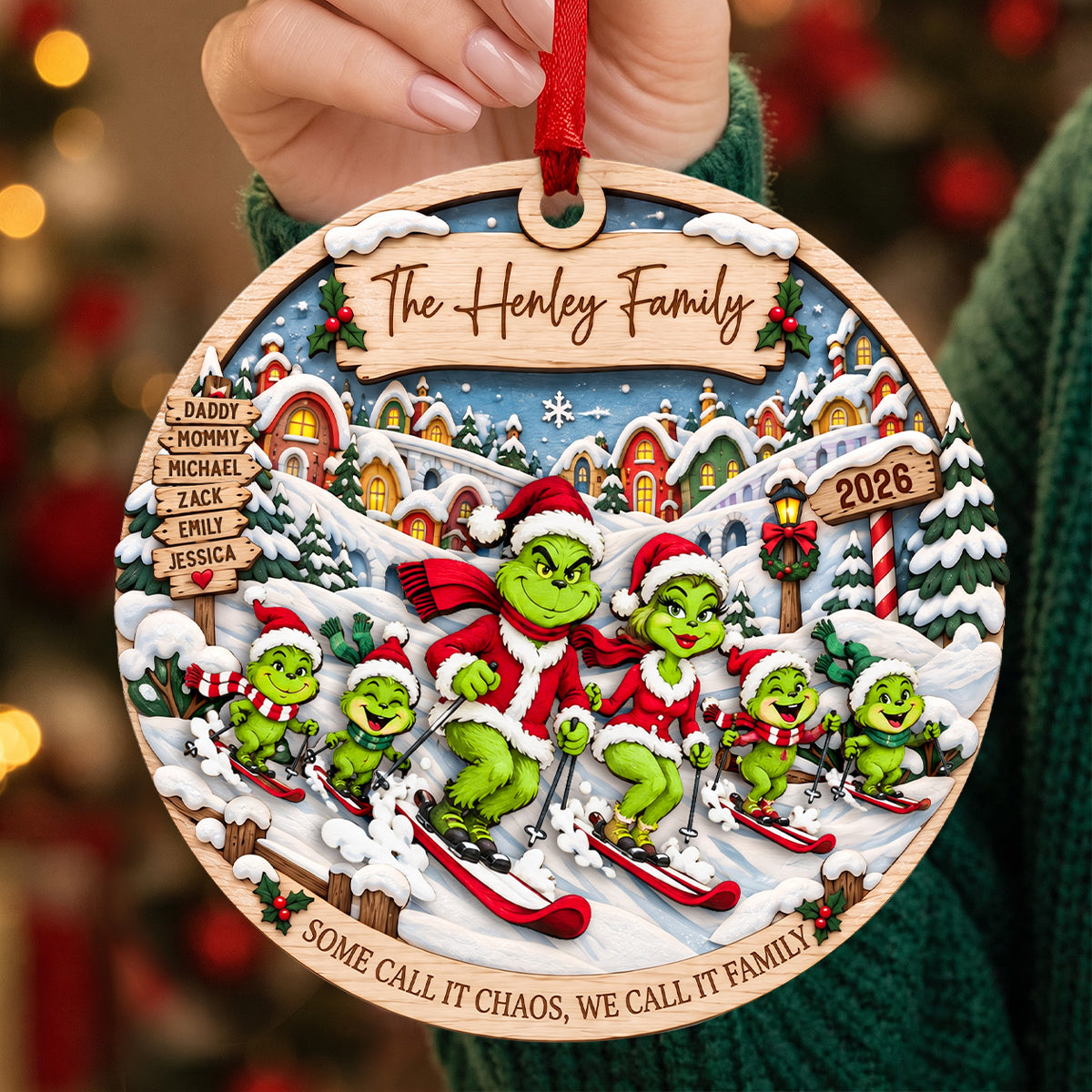 Fun Skiing With Family Ornament - Personalized Gifts For Family 04qhdh100926-Homacus