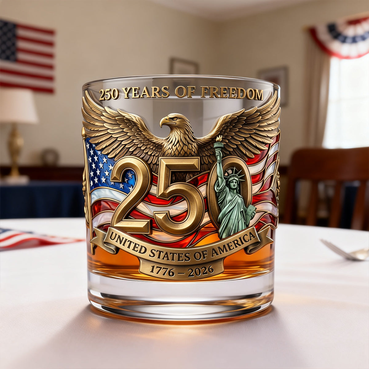 250 Years Of Freedom Anniversary 11oz Round Glass - Personalized Gifts For Patriots 05patn110226-Homacus