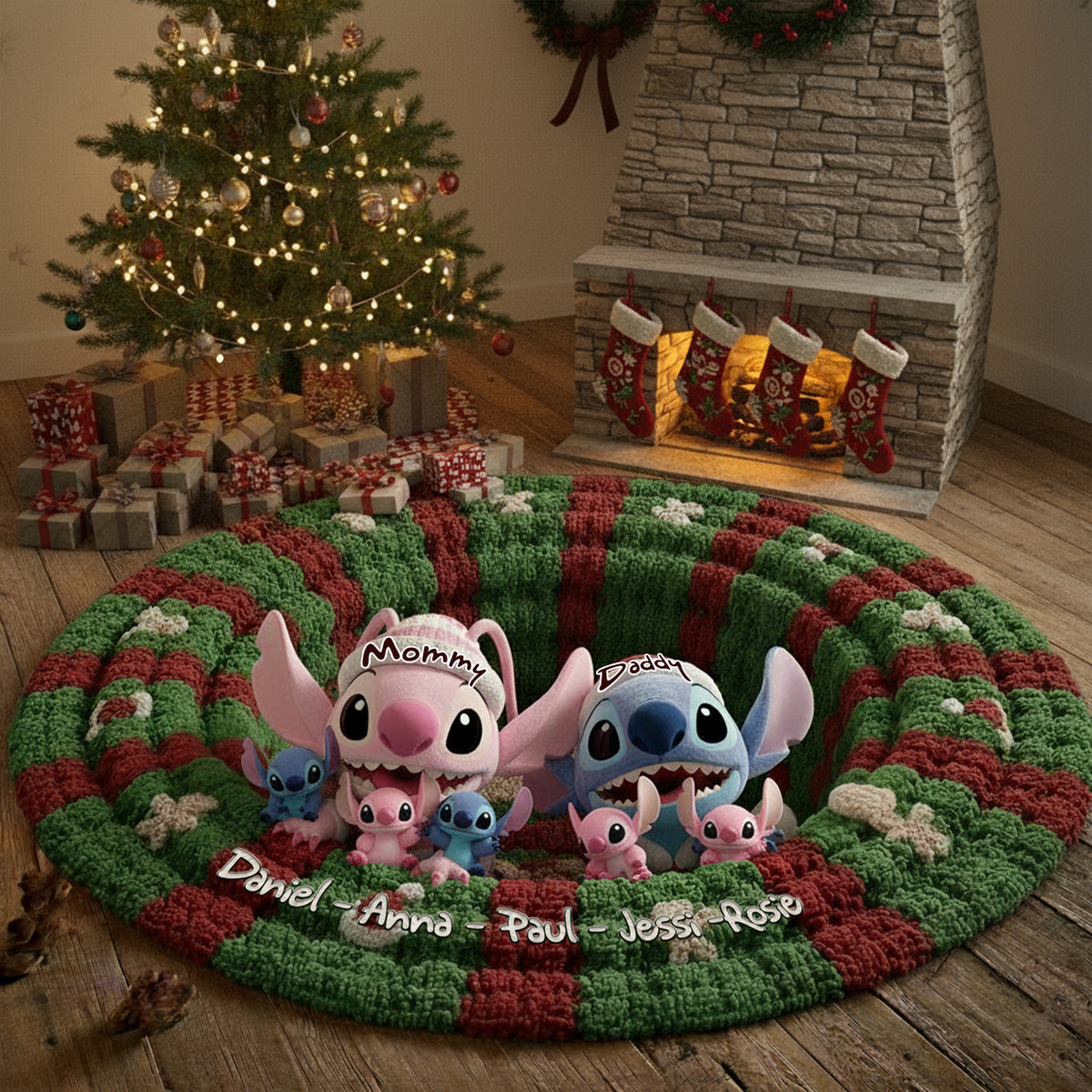 Cute Monsters Family Personalized Christmas Gifts For Family Quilted Round Mat 05tglu260925-Homacus