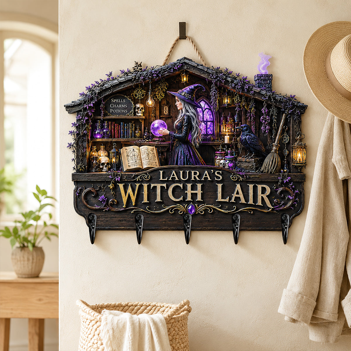 Mysterious Witch Lair Key Hanger, Personalized Gifts For Witch Lovers 04qhdt250726