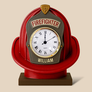 Firefighter Helmet Desk Clock Plaque - Personalized Gifts For Firefighter 03toqn280525-Homacus