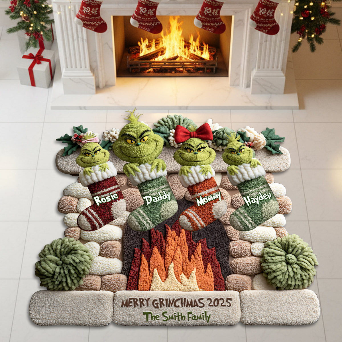Holiday Stockings Family Door Mat - Personalized Gifts For Family 05TGLU250925-Homacus