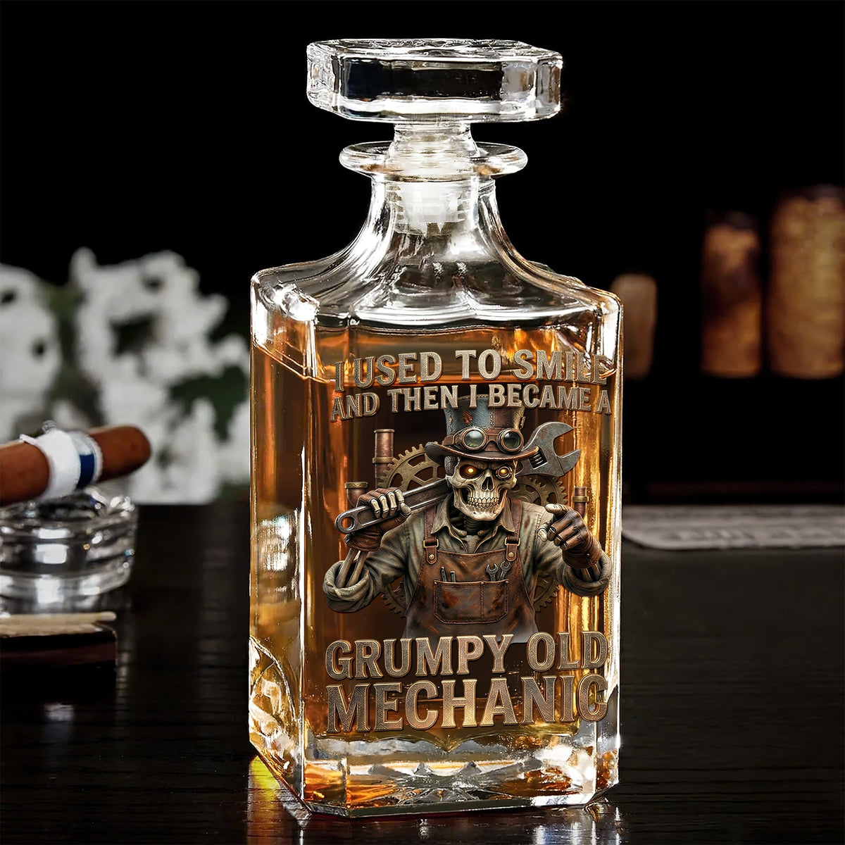 Grumpy Old Mechanic Decanter Set - Personalized Gift For Mechanics 04PADT030326