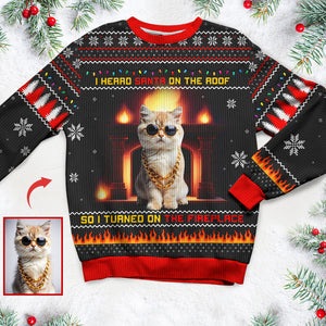 Custom Photo Christmas Ugly Sweaters, Fireplace & Led Christmas Lights 02TGQN121024-Homacus