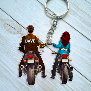 Personalized Gifts For Couple Keychain Biker Couple 04QHHU100124TM-Homacus