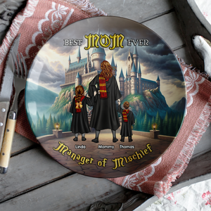 Personalized Gifts For Mom Ceramic Round Plate Mother's Day Wizard Mom 01ACHU040425TM-Homacus