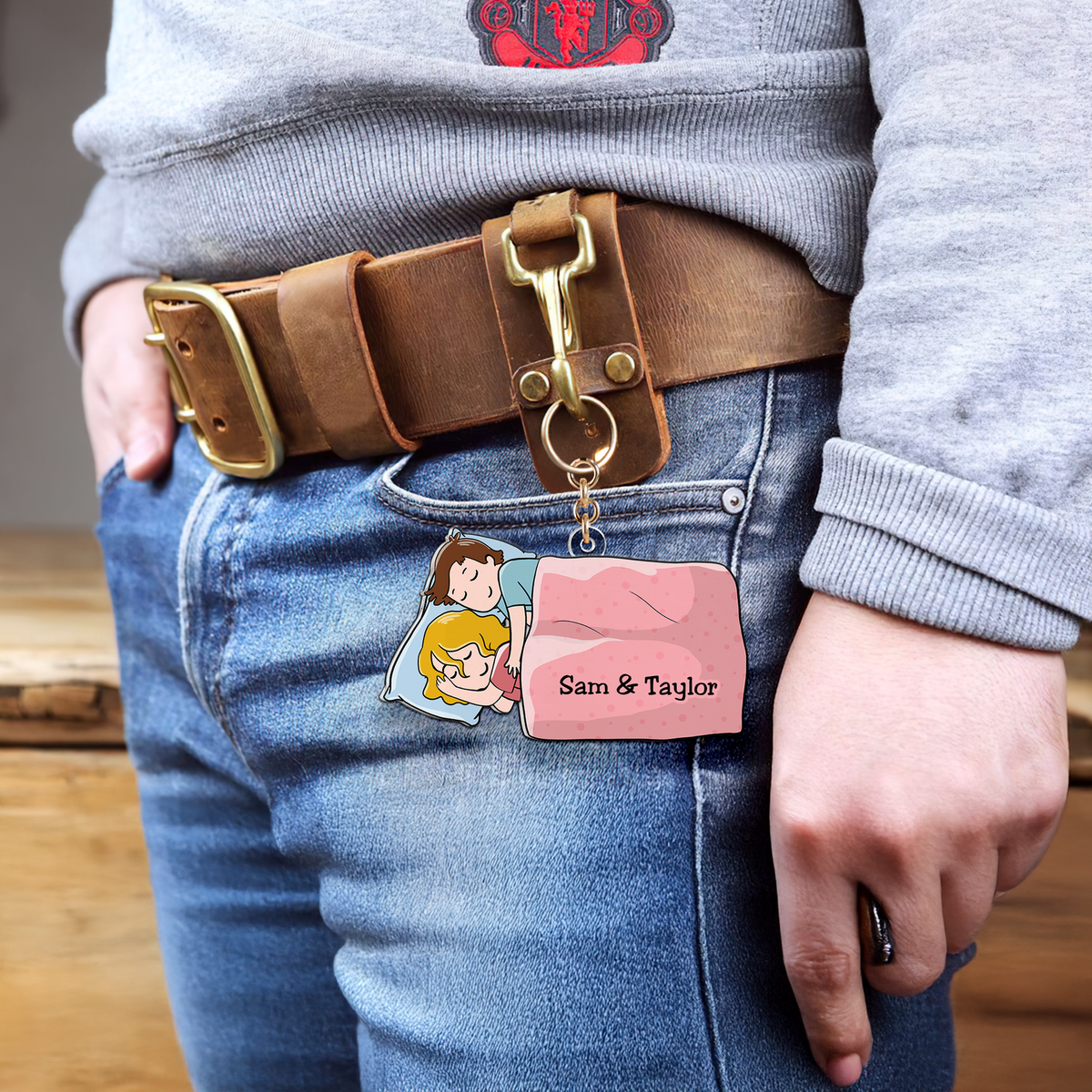 Personalized Gifts For Couple Keychain Couple Sleeping 01QHHU110225HH-Homacus