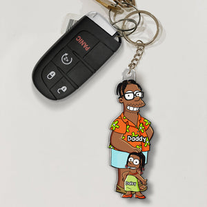 Funny Dad & His Little Ones Acrylic Keychain - Personalized Gifts For Father 01QHHU160525PA-Homacus