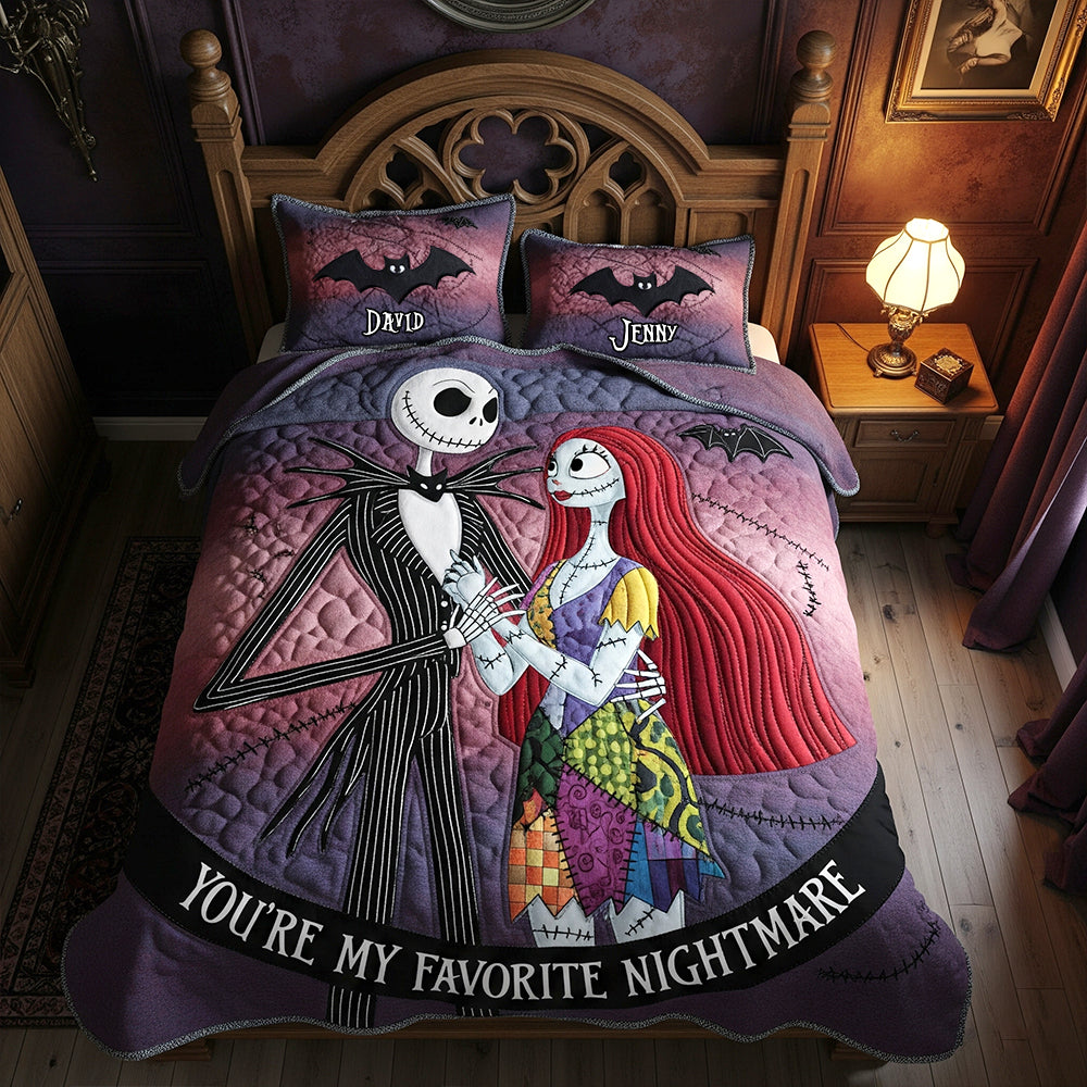 Enthusiastic Halloween Couple Quilt Bed Set, Personalized Gifts For Couple 02qhtn090825-Homacus