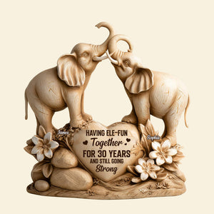 Elephant Couple Plaque - Personalized Gifts For Couple 05tgtn280525-Homacus