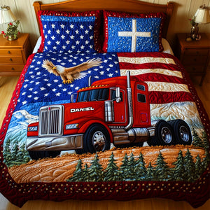 Holiday Trucker Pride Quilt Set – Personalized Christmas Gifts For Road Warriors 03tglu240625-Homacus