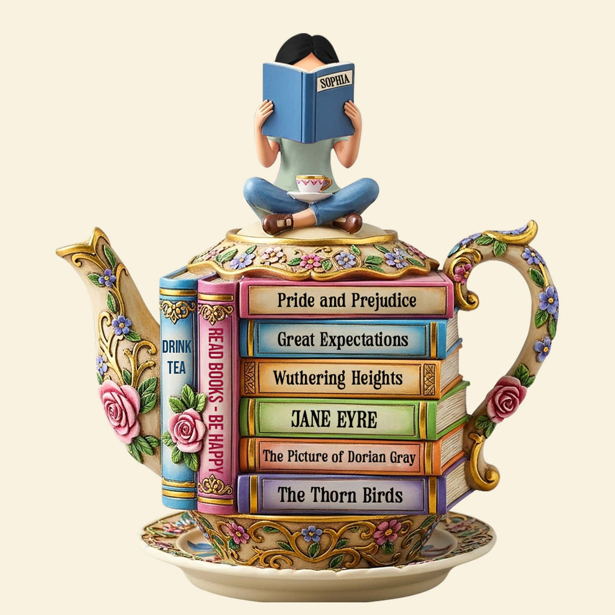 Book & Tea Loving Girl Plaque - Personalized Gifts For Book Lovers 03qhtn020625-Homacus