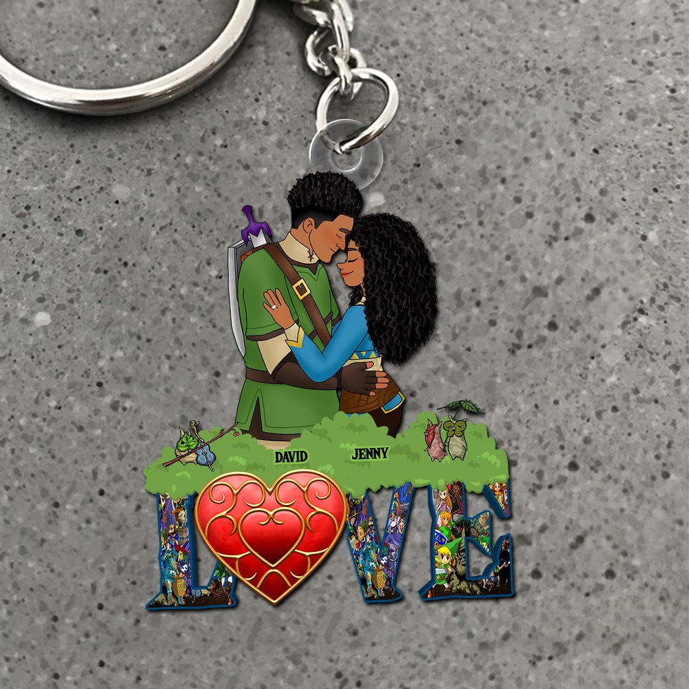 Personalized Gifts For Couple Keychain 03qhtn061224hg Couple Playing Game Together-Homacus