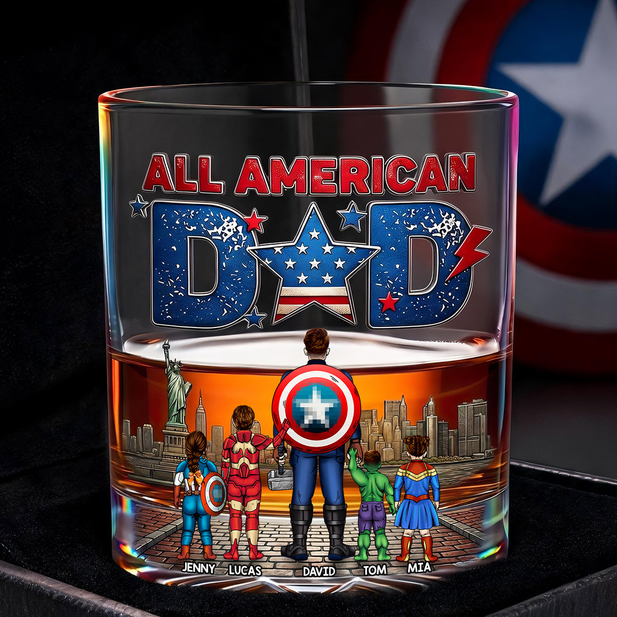 All American Dad Glass Mug - Personalized Gifts For Dad 02HUDT190526-Homacus