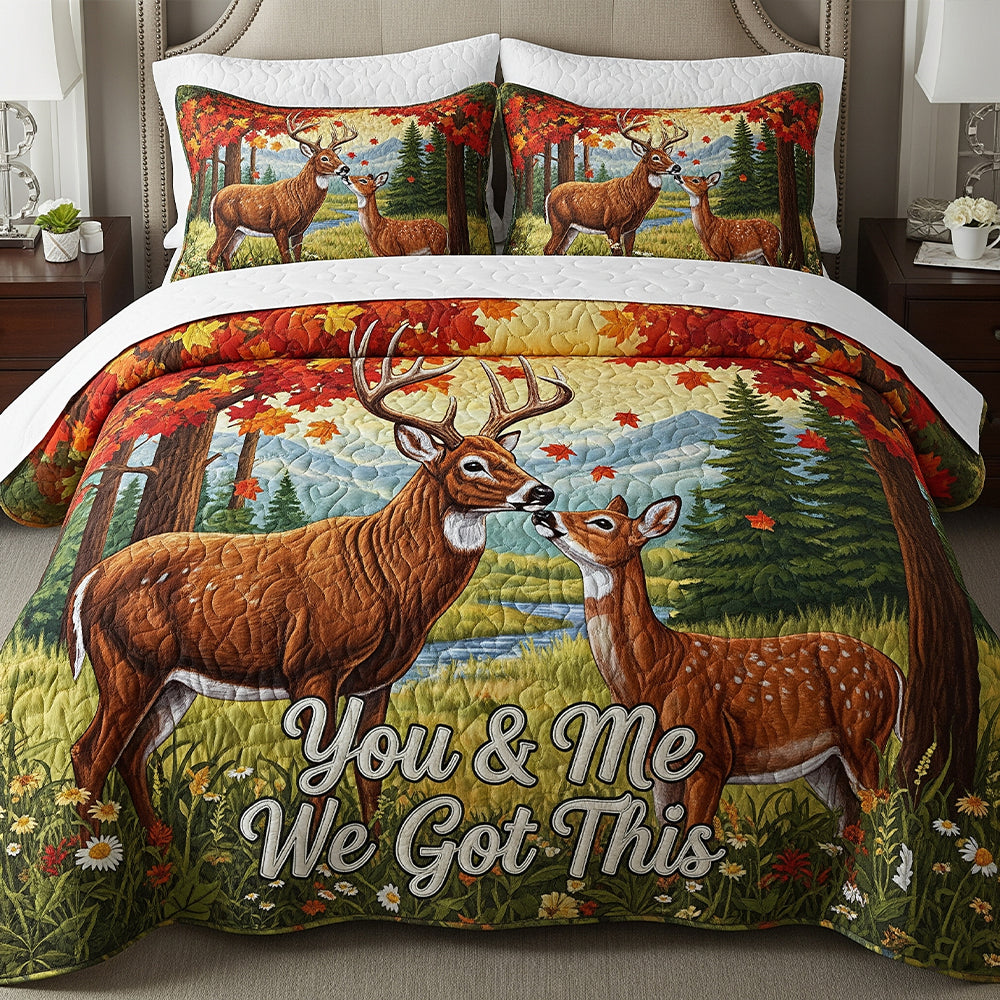 Deer Couple Personalized Gifts For Couple Quilt Bed Set You And Me We Got This 04natn110725-Homacus