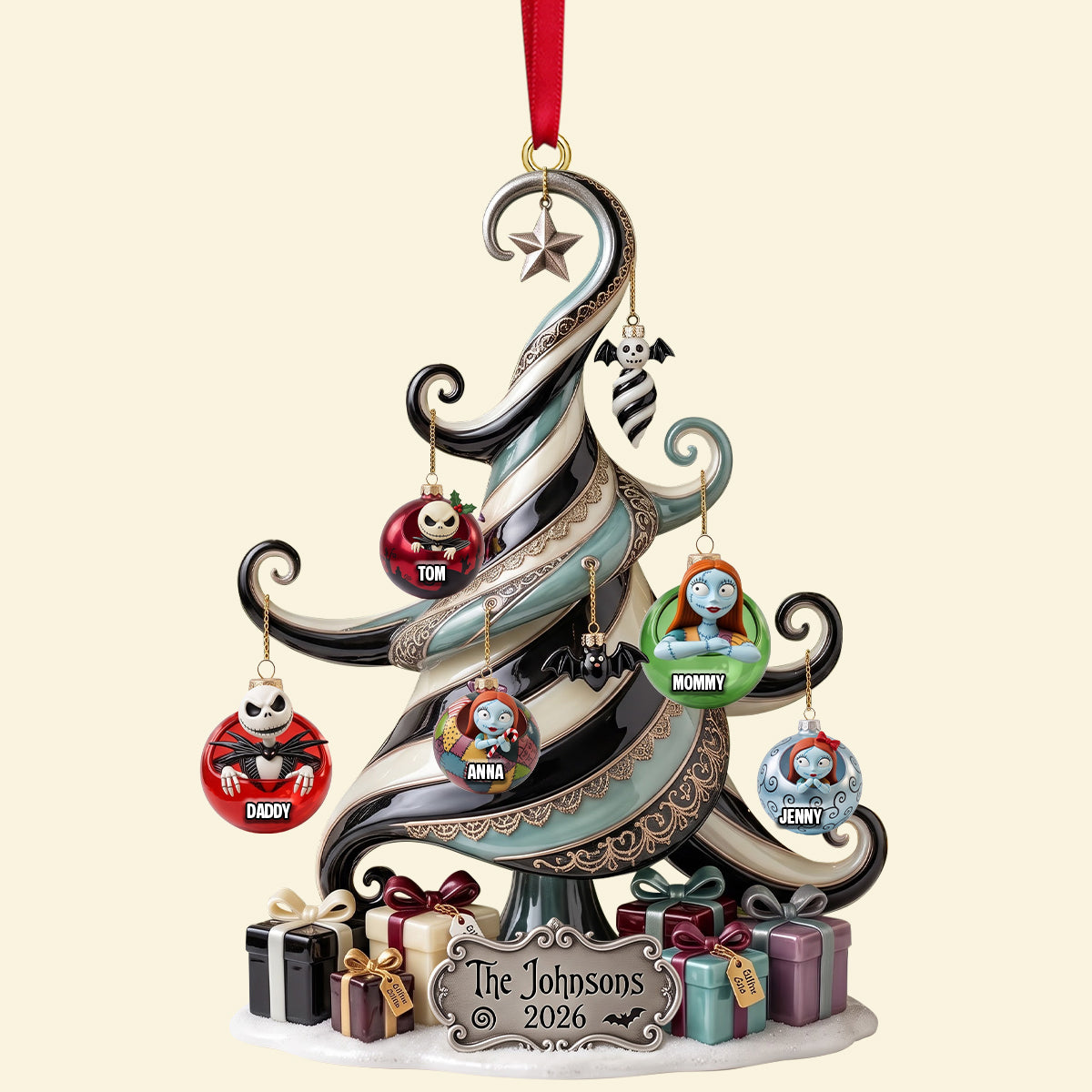 Whimsical Family Christmas Tree Ornament - Personalized Christmas Gifts For Family 04qhtn280826-Homacus