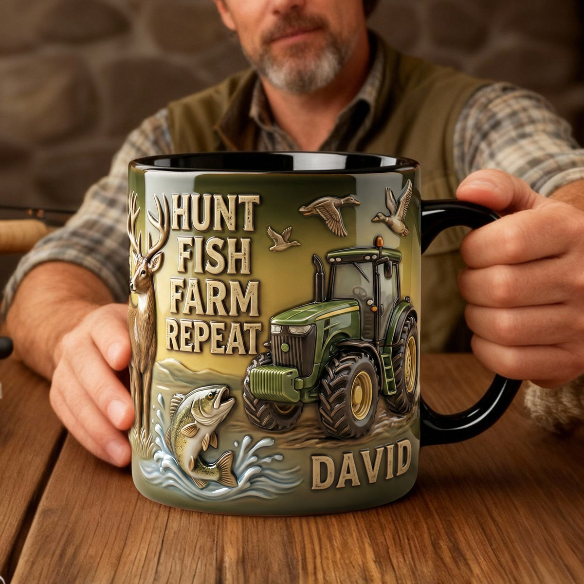 Hunt Fish Farm Accent Mug - Personalized Gifts For Farmer 05PALU260126-Homacus