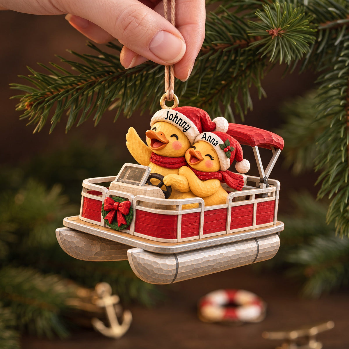 Ducking Fun Pontoon Ride Ornament - Personalized Gifts For Pontoon Lovers 03QHLU161026-Homacus