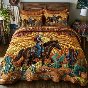 Desert Sunset Cowgirl Quilt Bedding Set Special Line - Personalized Gifts For Cowgirl 05nalu191225-Homacus