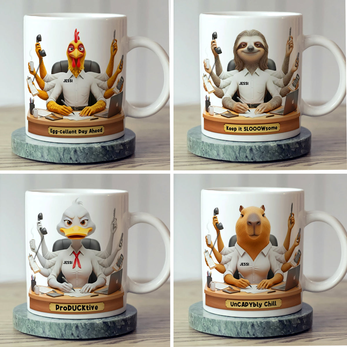 Funny Overworked Animal Office Coffee Mug - Personalized Gifts For Officers 05TOLU1311425-Homacus