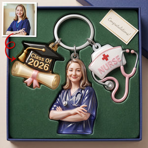 Proud Nurse Graduate Tag Keychain - Personalized Custom Photo Gift For Nurses 01NATN090526-Homacus