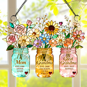 Mom Flower Suncatcher Ornament - Personalized Mothers Day Gifts 02NAQN100226-Homacus