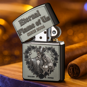 Eternnal Flame Of Us - Black Rose and Skull Couple Lighter - Personalized Gift For Couple-Homacus