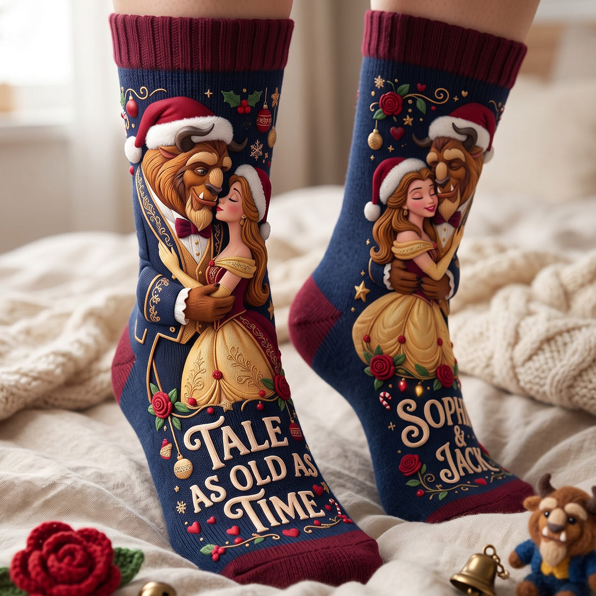 Fairytale Couple Middle Tube Socks - Personalized Gifts For Couples 01TYTA170926-Homacus