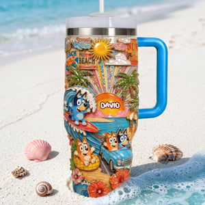 Summer Time 40oz Tumbler With Handle - Personalized Gifts 04PALU290626-Homacus
