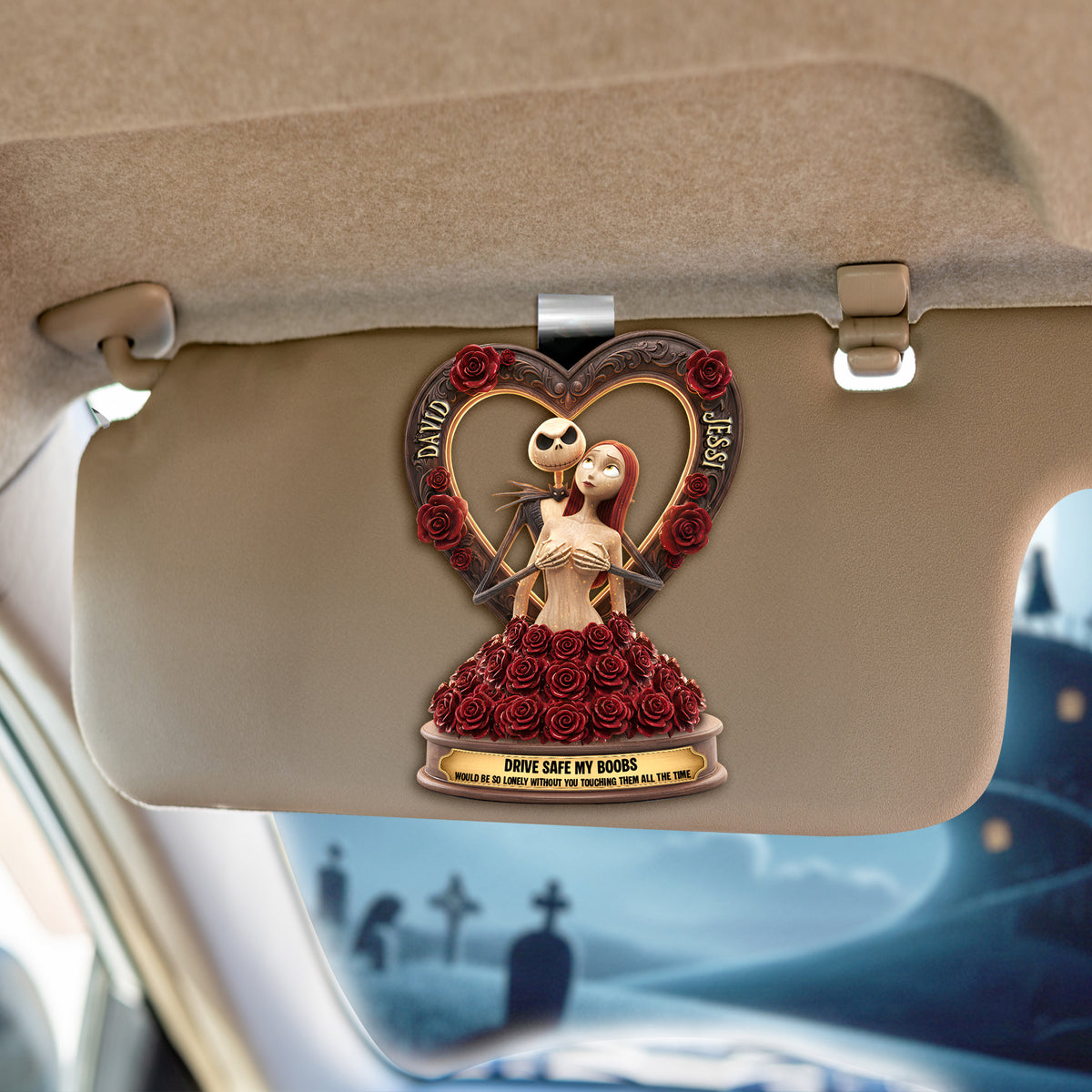 Naughty Skeleton Couple Car Visor Clip - Personalized Gifts For Couple 02ohlu171225-Homacus