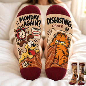 Monday Morning Routine Of A Lazy Orange Tabby Socks - Personalized Gifts 07hadt170926